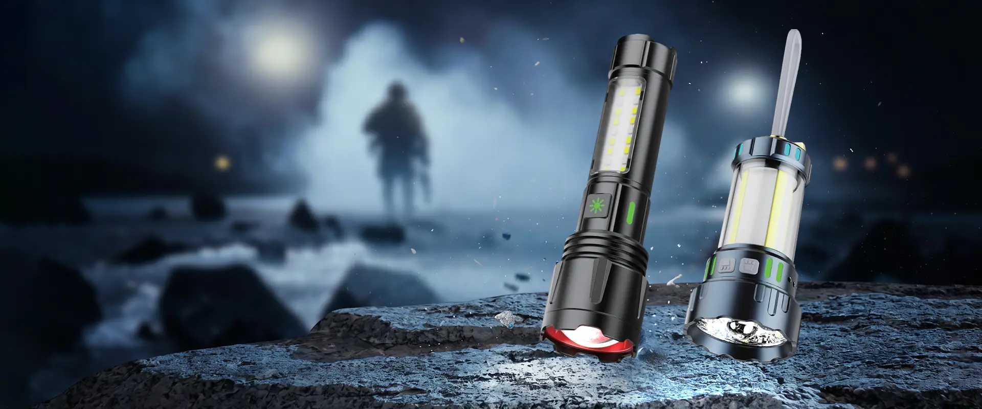 Forest Tiger Tactical LED žibintuvėlis – didelio liumeno įkraunamas, skirtas naudoti