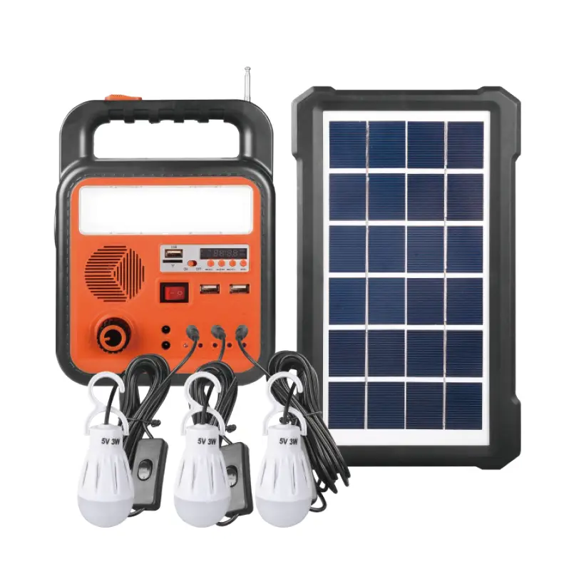 Įkraunamas 5 W LED saulės elektrinės komplektas